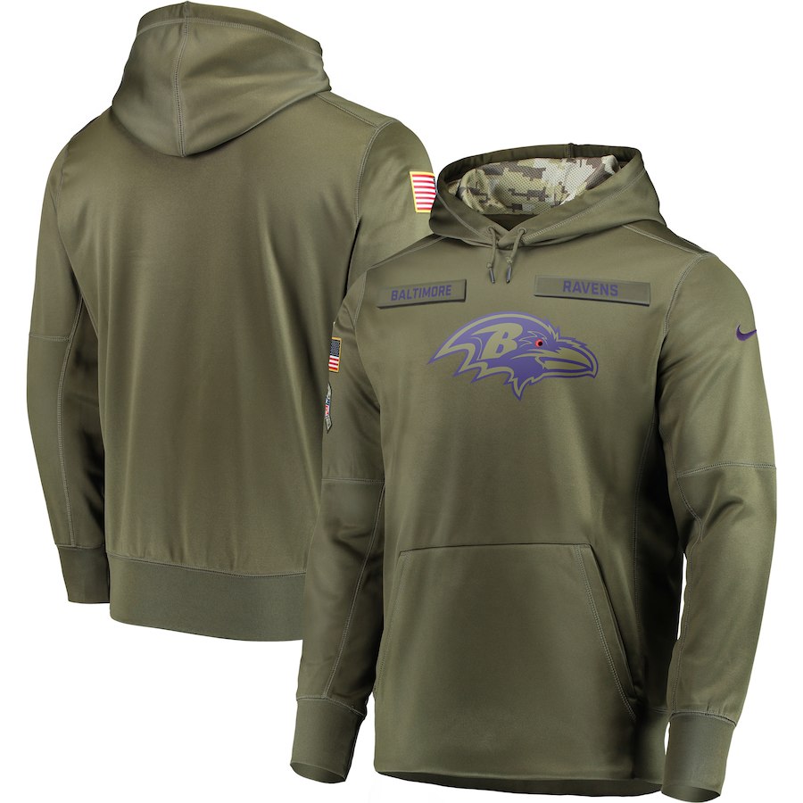 Men Baltimore Ravens Nike Olive Salute To Service KO Performance Hoodie Green->new orleans saints->NFL Jersey